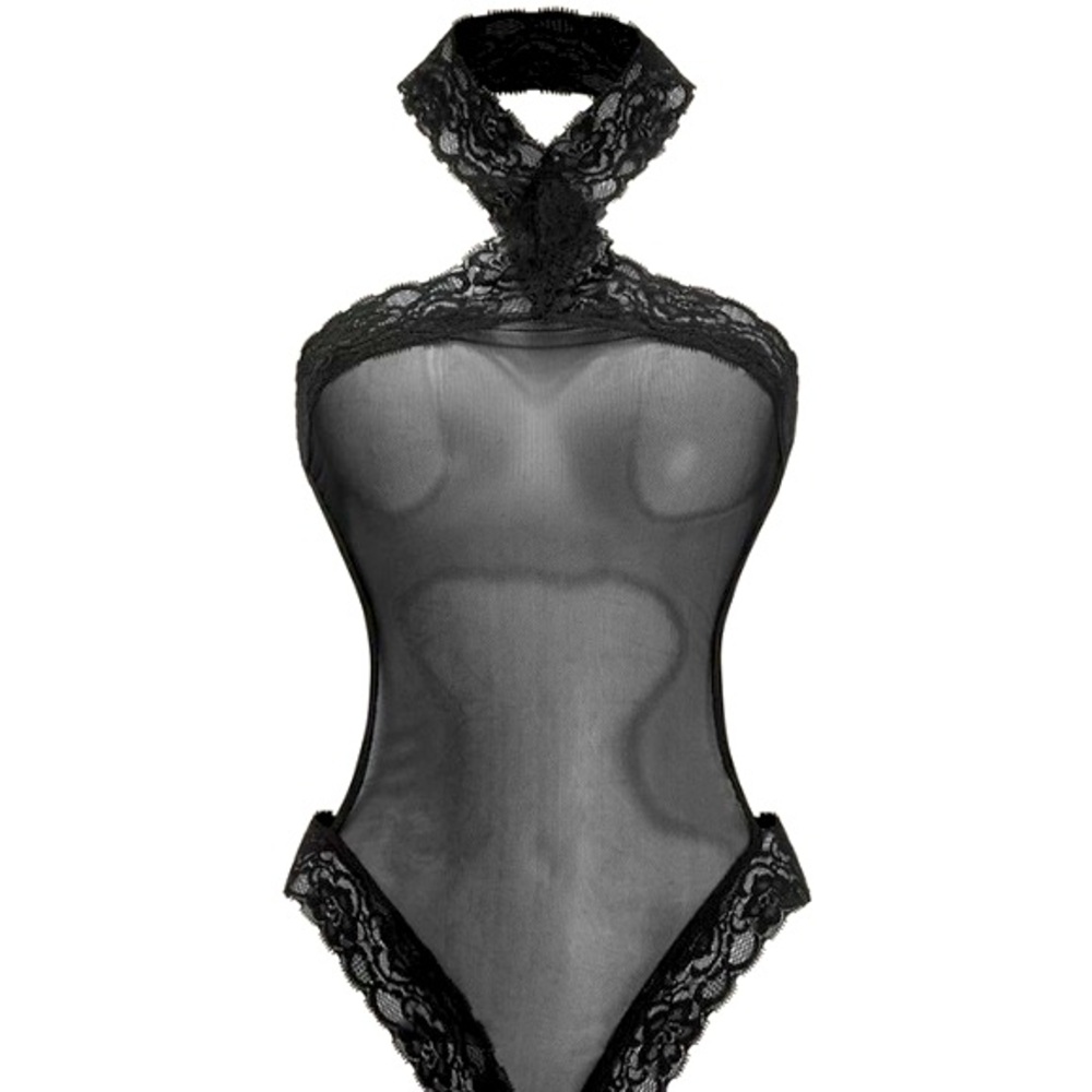 Lace Trim Crisscross Halter 1 Of A Kind Rare Sexy Teddy Bodysuit 1pc Lingerie